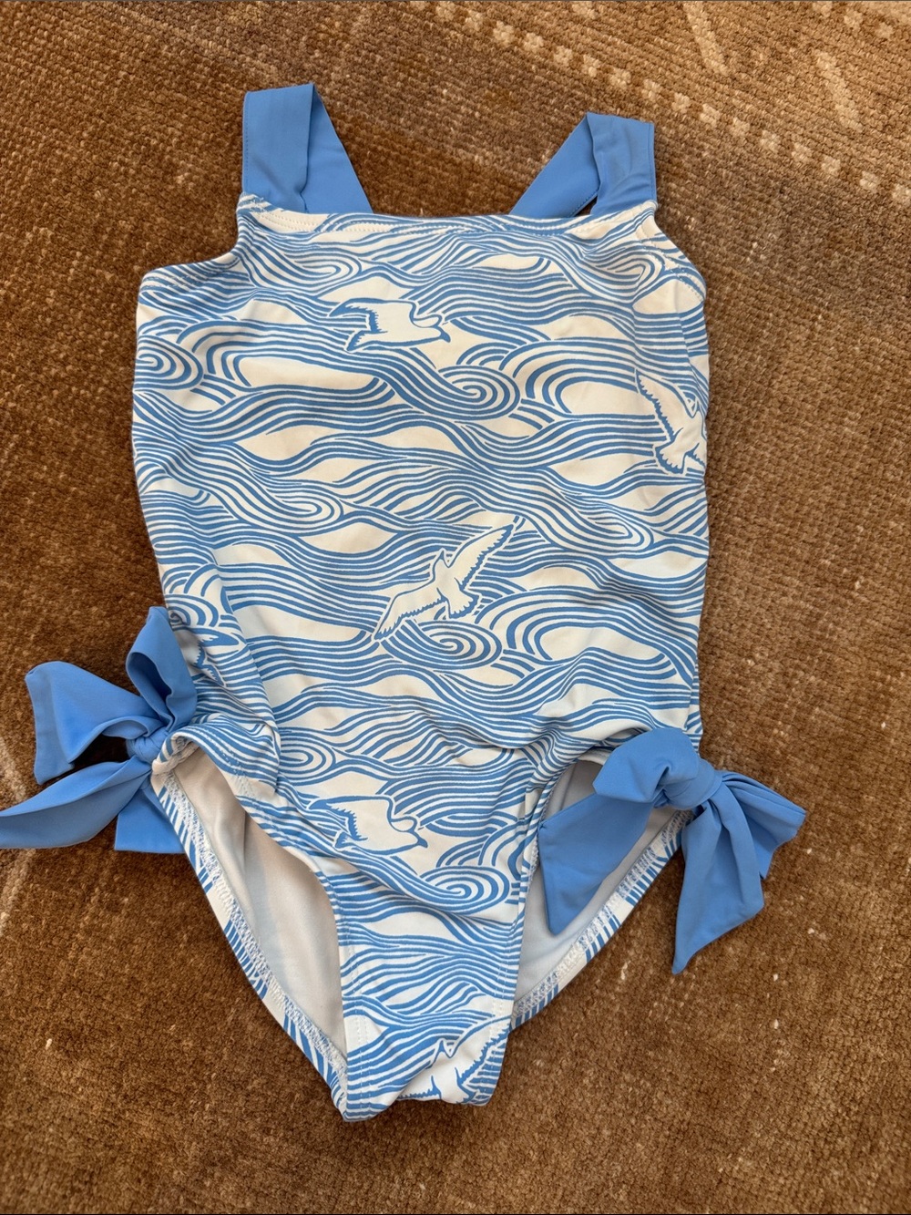 Beaufort Bonnet Blue Seagull Print One-Piece Swimsuit with Side Ties